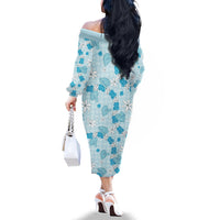 Hawaii Anthurium Tiare Pikake Lei Family Matching Off The Shoulder Long Sleeve Dress and Hawaiian Shirt UliUli Lauhala Art Pattern LT01 - Polynesian Pride