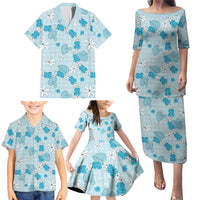 Hawaii Anthurium Tiare Pikake Lei Family Matching Puletasi and Hawaiian Shirt UliUli Lauhala Art Pattern