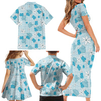 Hawaii Anthurium Tiare Pikake Lei Family Matching Short Sleeve Bodycon Dress and Hawaiian Shirt UliUli Lauhala Art Pattern LT01 - Polynesian Pride