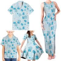 Hawaii Anthurium Tiare Pikake Lei Family Matching Tank Maxi Dress and Hawaiian Shirt UliUli Lauhala Art Pattern