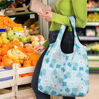 Hawaii Anthurium Tiare Pikake Lei Grocery Bag UliUli Lauhala Art Pattern