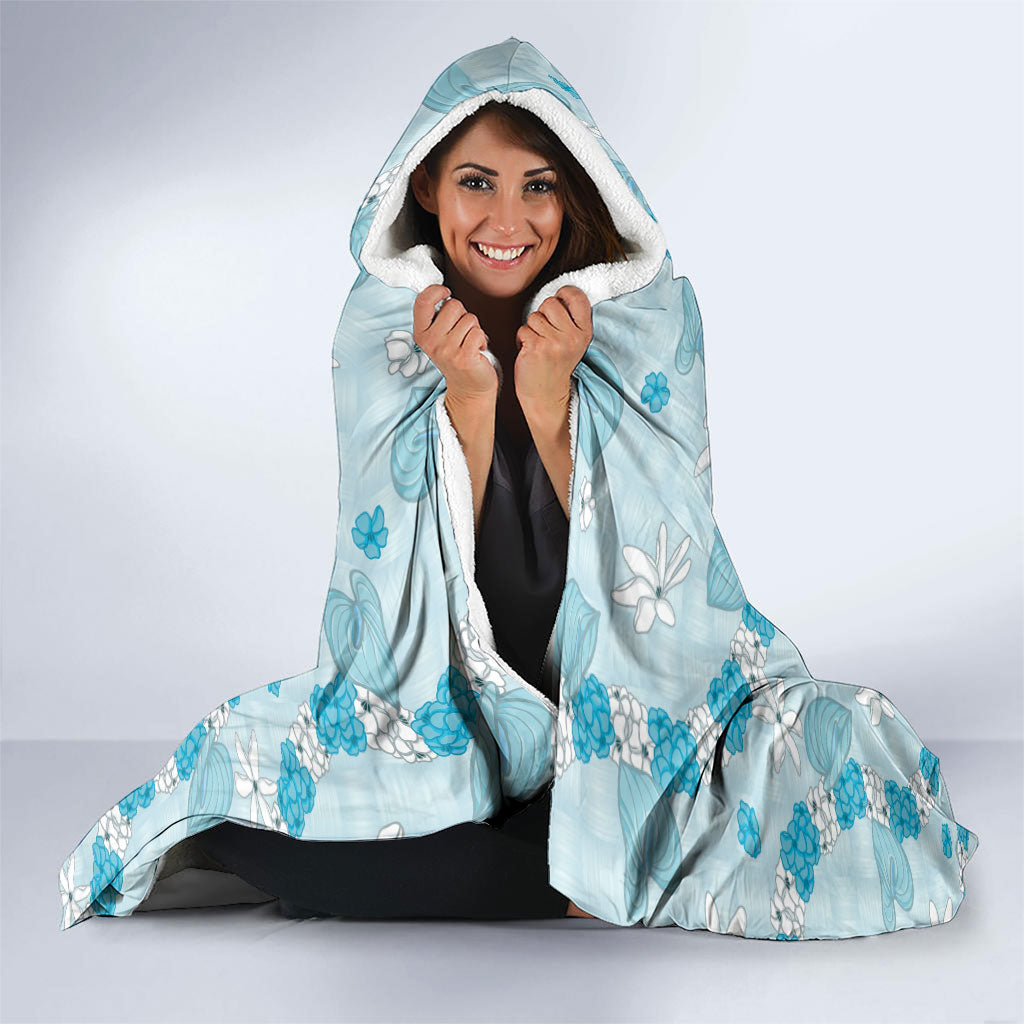 Hawaii Anthurium Tiare Pikake Lei Hooded Blanket UliUli Lauhala Art Pattern