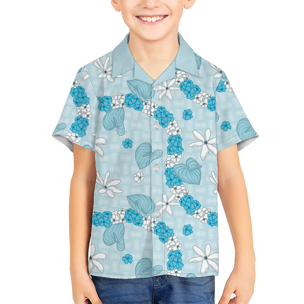 Hawaii Anthurium Tiare Pikake Lei Kid Hawaiian Shirt UliUli Lauhala Art Pattern