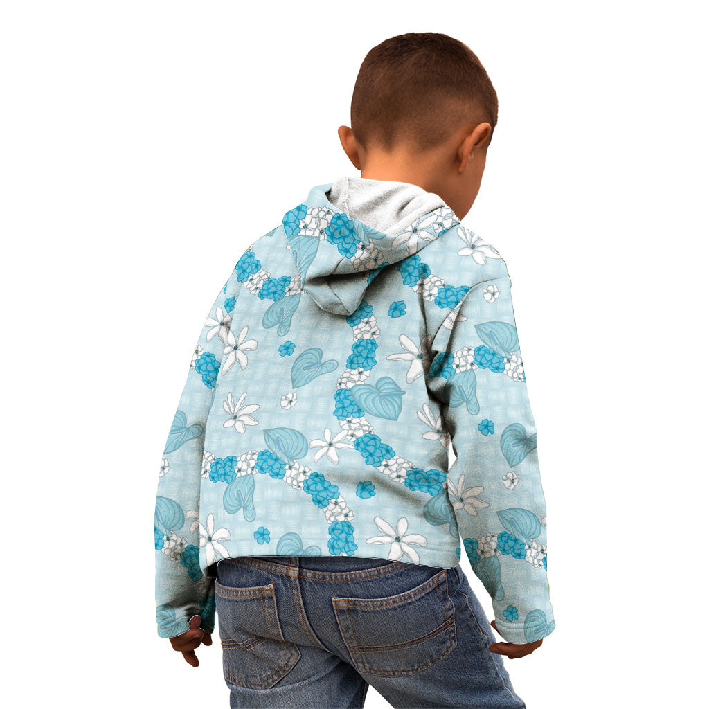 Hawaii Anthurium Tiare Pikake Lei Kid Hoodie UliUli Lauhala Art Pattern