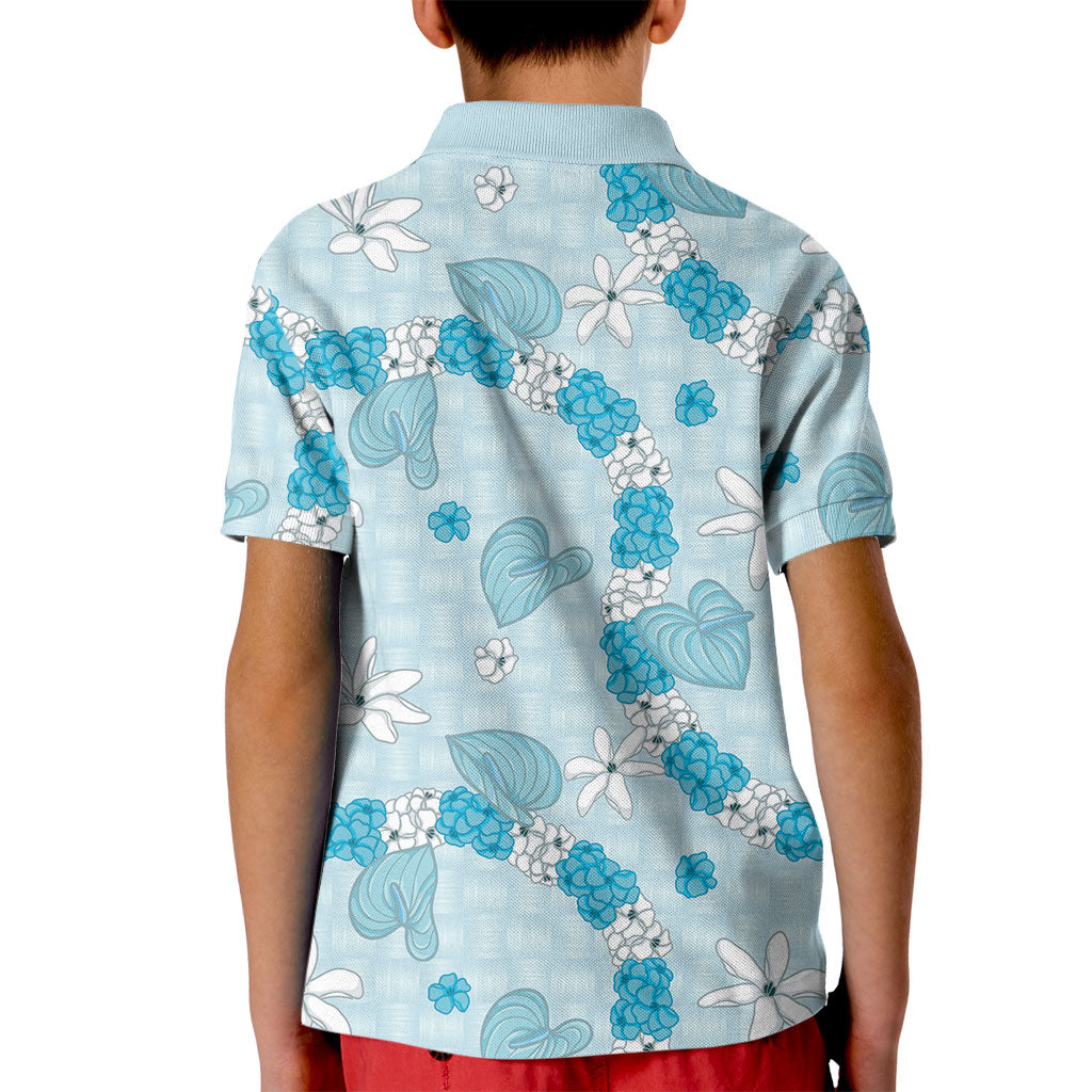 Hawaii Anthurium Tiare Pikake Lei Kid Polo Shirt UliUli Lauhala Art Pattern