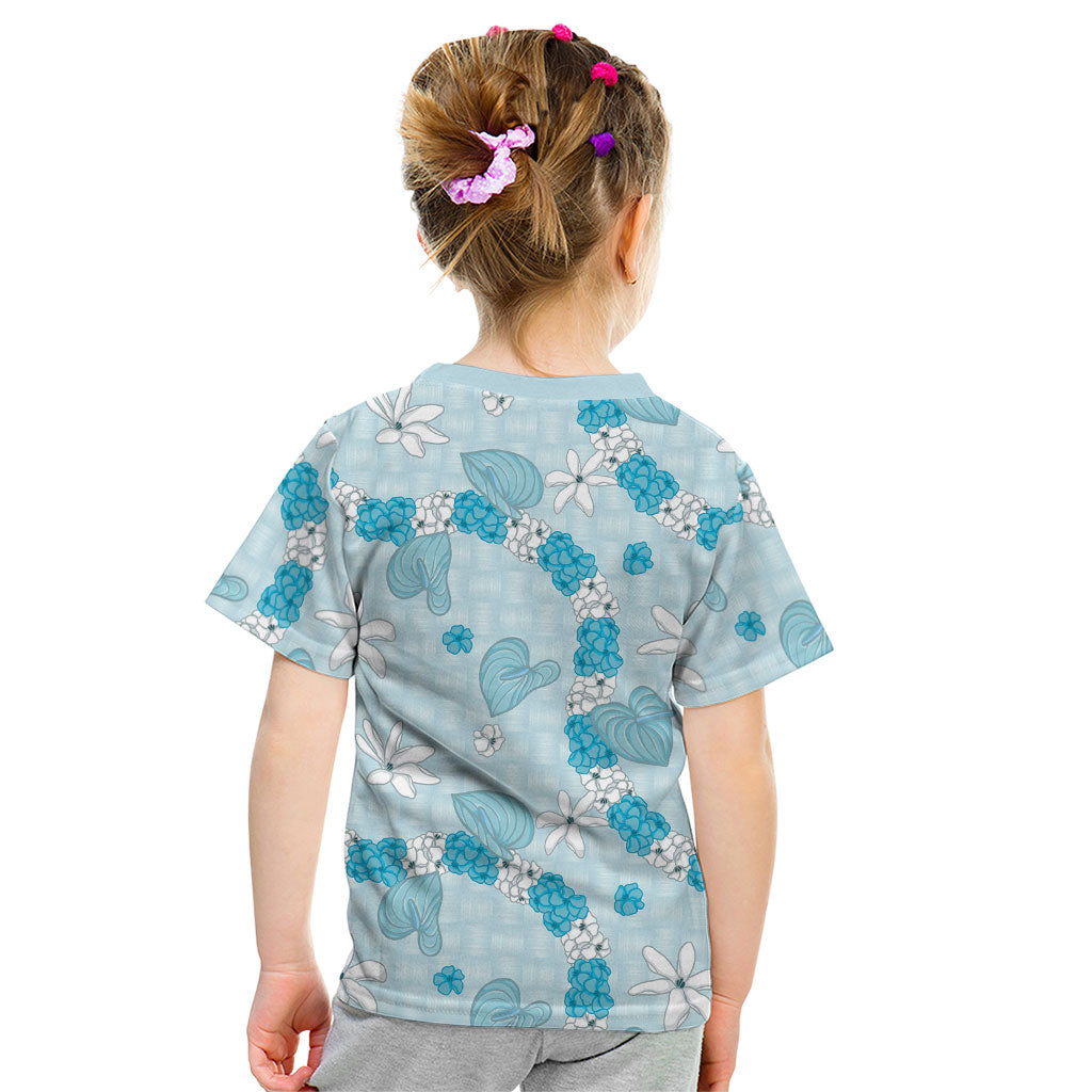 Hawaii Anthurium Tiare Pikake Lei Kid T Shirt UliUli Lauhala Art Pattern