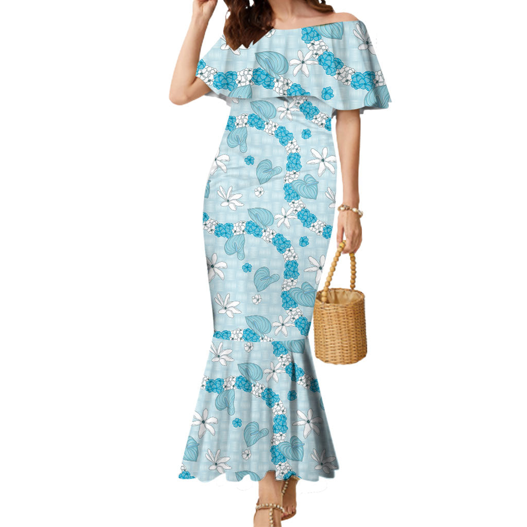 Hawaii Anthurium Tiare Pikake Lei Mermaid Dress UliUli Lauhala Art Pattern