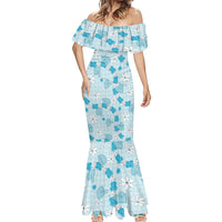Hawaii Anthurium Tiare Pikake Lei Mermaid Dress UliUli Lauhala Art Pattern