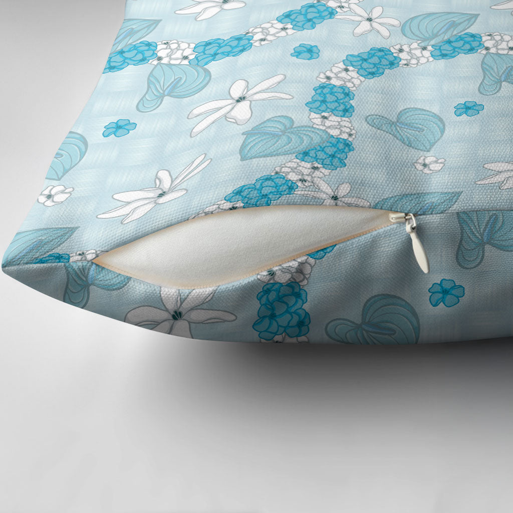 Hawaii Anthurium Tiare Pikake Lei Pillow Cover UliUli Lauhala Art Pattern