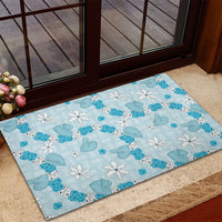 Hawaii Anthurium Tiare Pikake Lei Rubber Doormat UliUli Lauhala Art Pattern