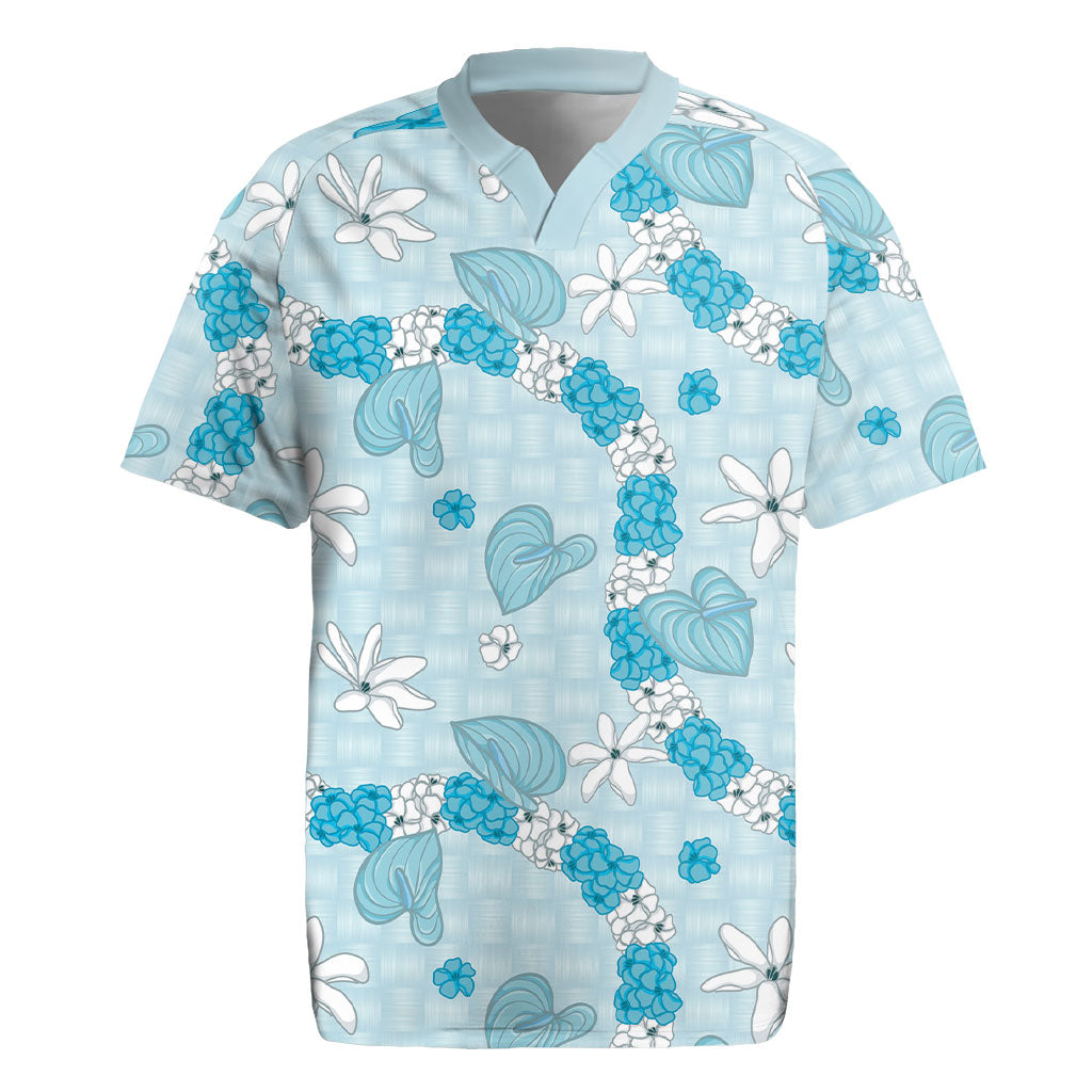 Hawaii Anthurium Tiare Pikake Lei Rugby Jersey UliUli Lauhala Art Pattern