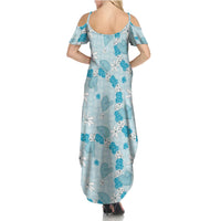 Hawaii Anthurium Tiare Pikake Lei Summer Maxi Dress UliUli Lauhala Art Pattern