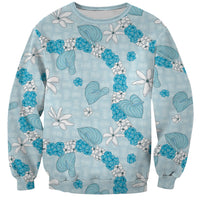 Hawaii Anthurium Tiare Pikake Lei Sweatshirt UliUli Lauhala Art Pattern