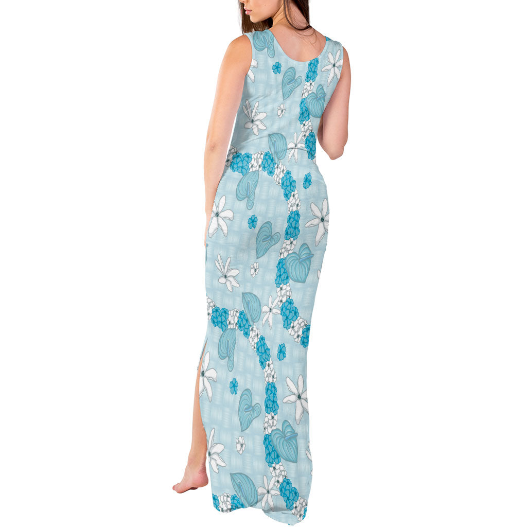 Hawaii Anthurium Tiare Pikake Lei Tank Maxi Dress UliUli Lauhala Art Pattern
