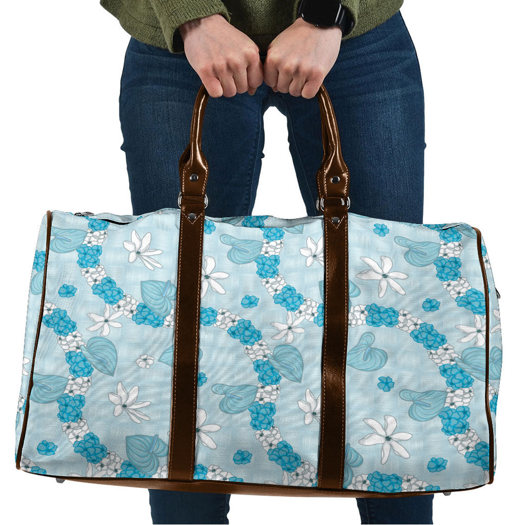 Hawaii Anthurium Tiare Pikake Lei Travel Bag UliUli Lauhala Art Pattern