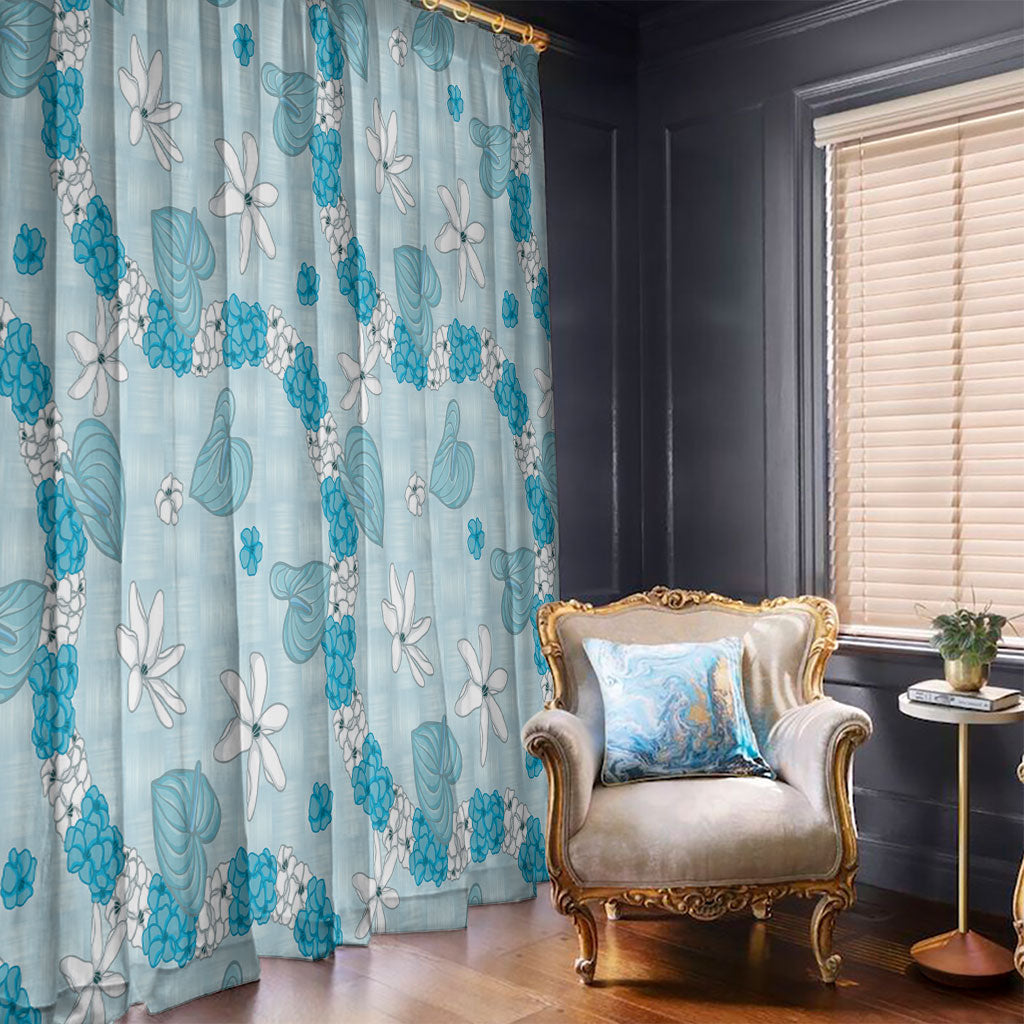 Hawaii Anthurium Tiare Pikake Lei Window Curtain UliUli Lauhala Art Pattern