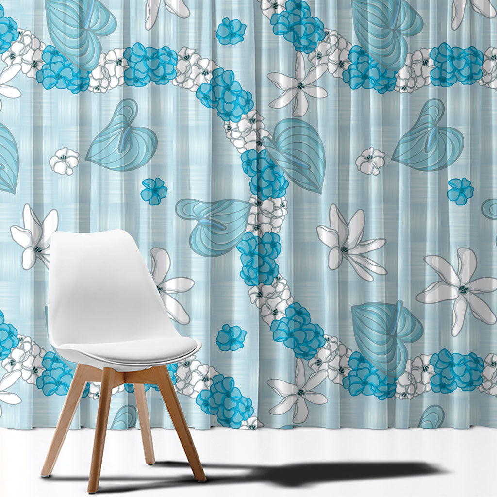 Hawaii Anthurium Tiare Pikake Lei Window Curtain UliUli Lauhala Art Pattern