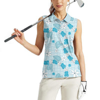 Hawaii Anthurium Tiare Pikake Lei Women Sleeveless Polo Shirt UliUli Lauhala Art Pattern
