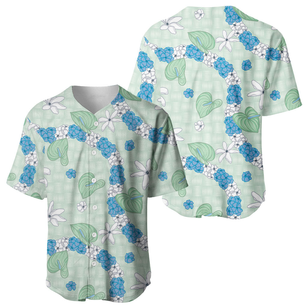 Hawaii Anthurium Tiare Pikake Lei Baseball Jersey Omaomao Lauhala Art Pattern