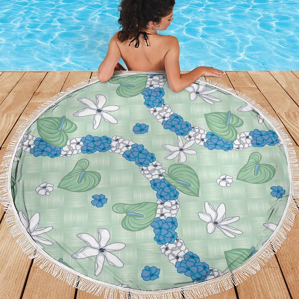 Hawaii Anthurium Tiare Pikake Lei Beach Blanket Omaomao Lauhala Art Pattern