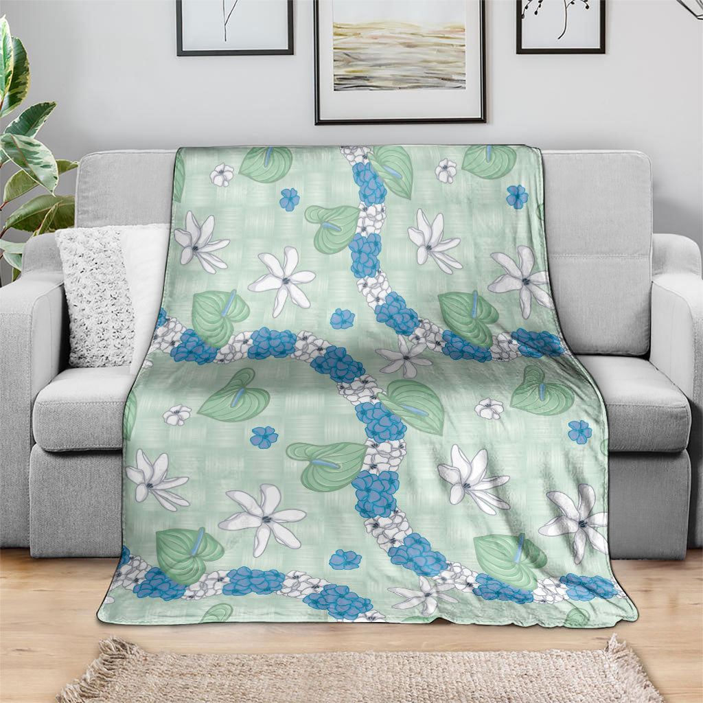 Hawaii Anthurium Tiare Pikake Lei Blanket Omaomao Lauhala Art Pattern
