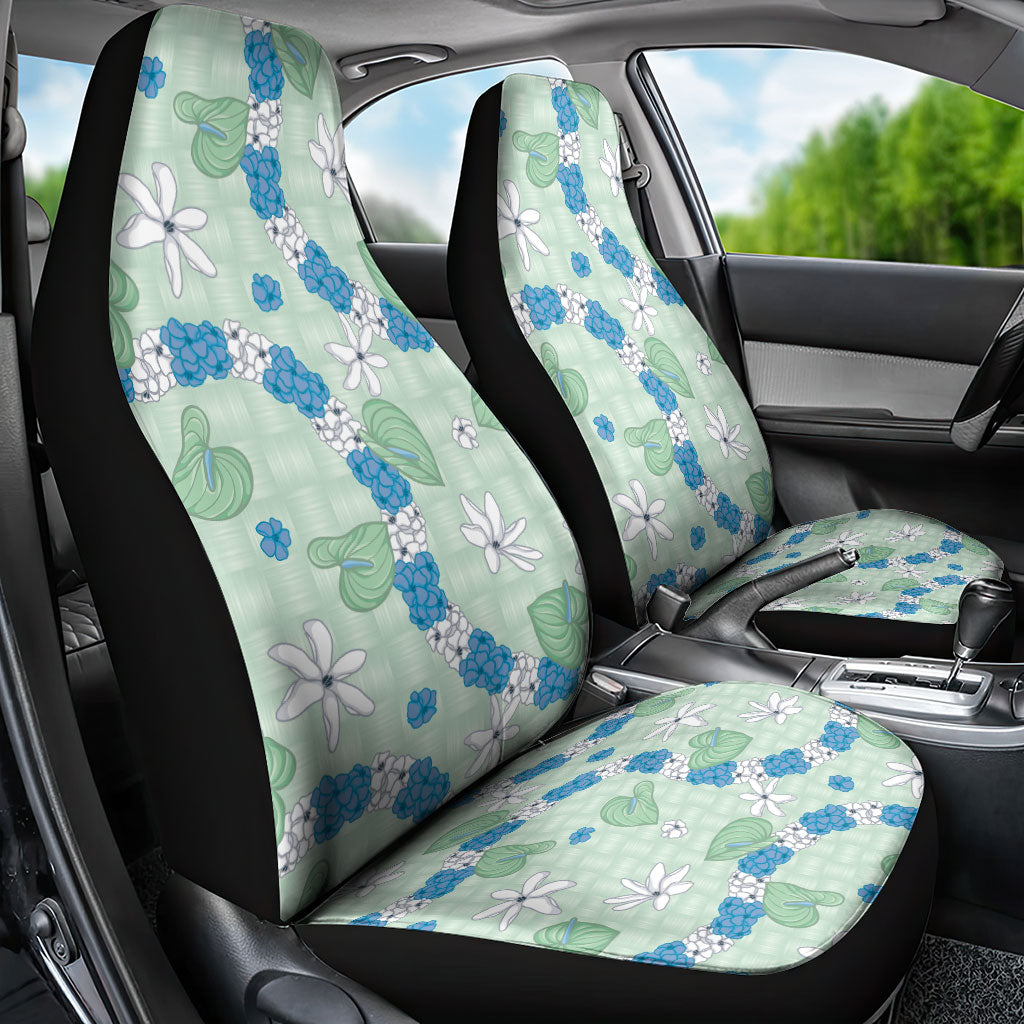 Hawaii Anthurium Tiare Pikake Lei Car Seat Cover Omaomao Lauhala Art Pattern