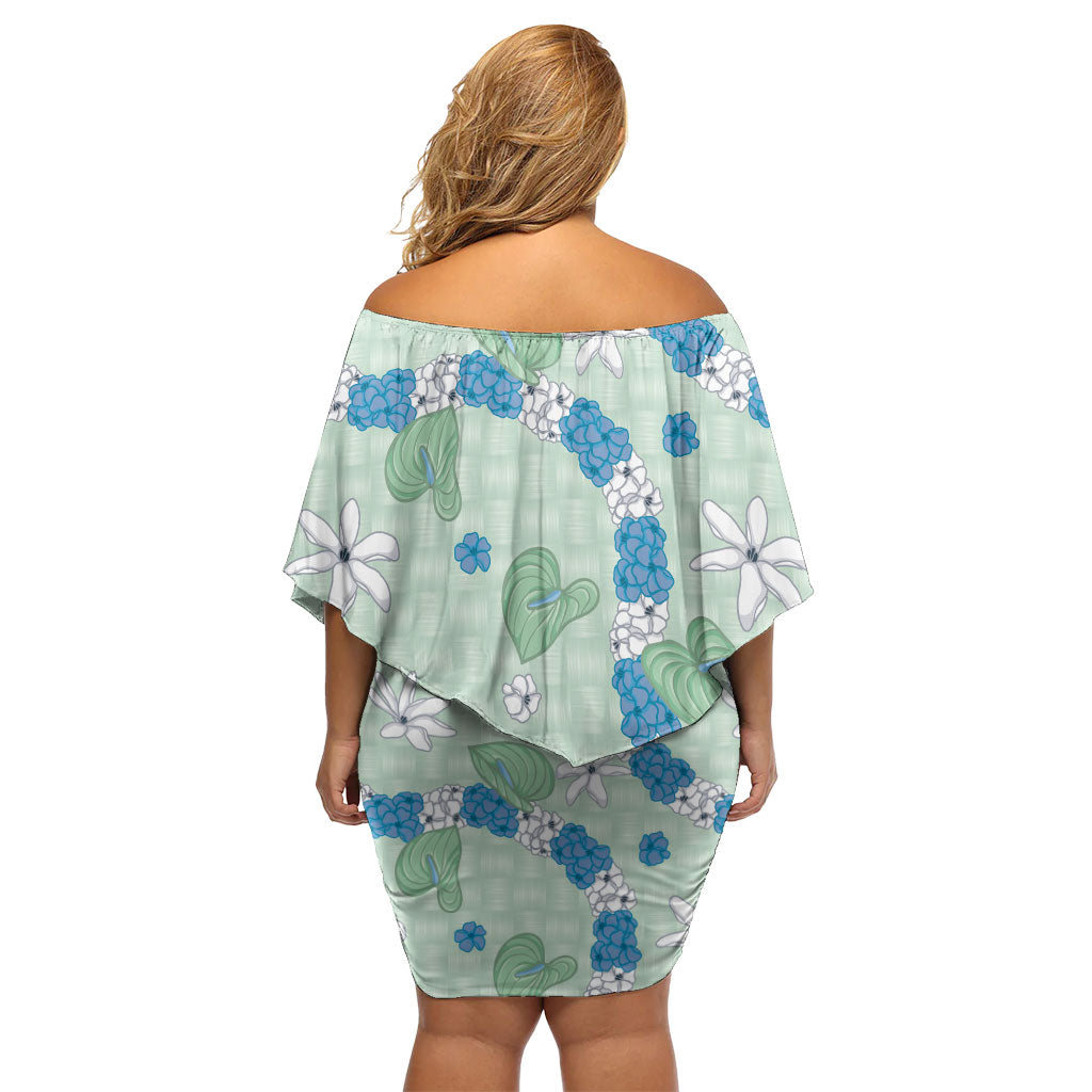 Hawaii Anthurium Tiare Pikake Lei Family Matching Off Shoulder Short Dress and Hawaiian Shirt Omaomao Lauhala Art Pattern LT01 - Polynesian Pride