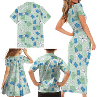 Hawaii Anthurium Tiare Pikake Lei Family Matching Short Sleeve Bodycon Dress and Hawaiian Shirt Omaomao Lauhala Art Pattern LT01 - Polynesian Pride