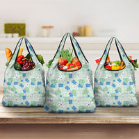 Hawaii Anthurium Tiare Pikake Lei Grocery Bag Omaomao Lauhala Art Pattern