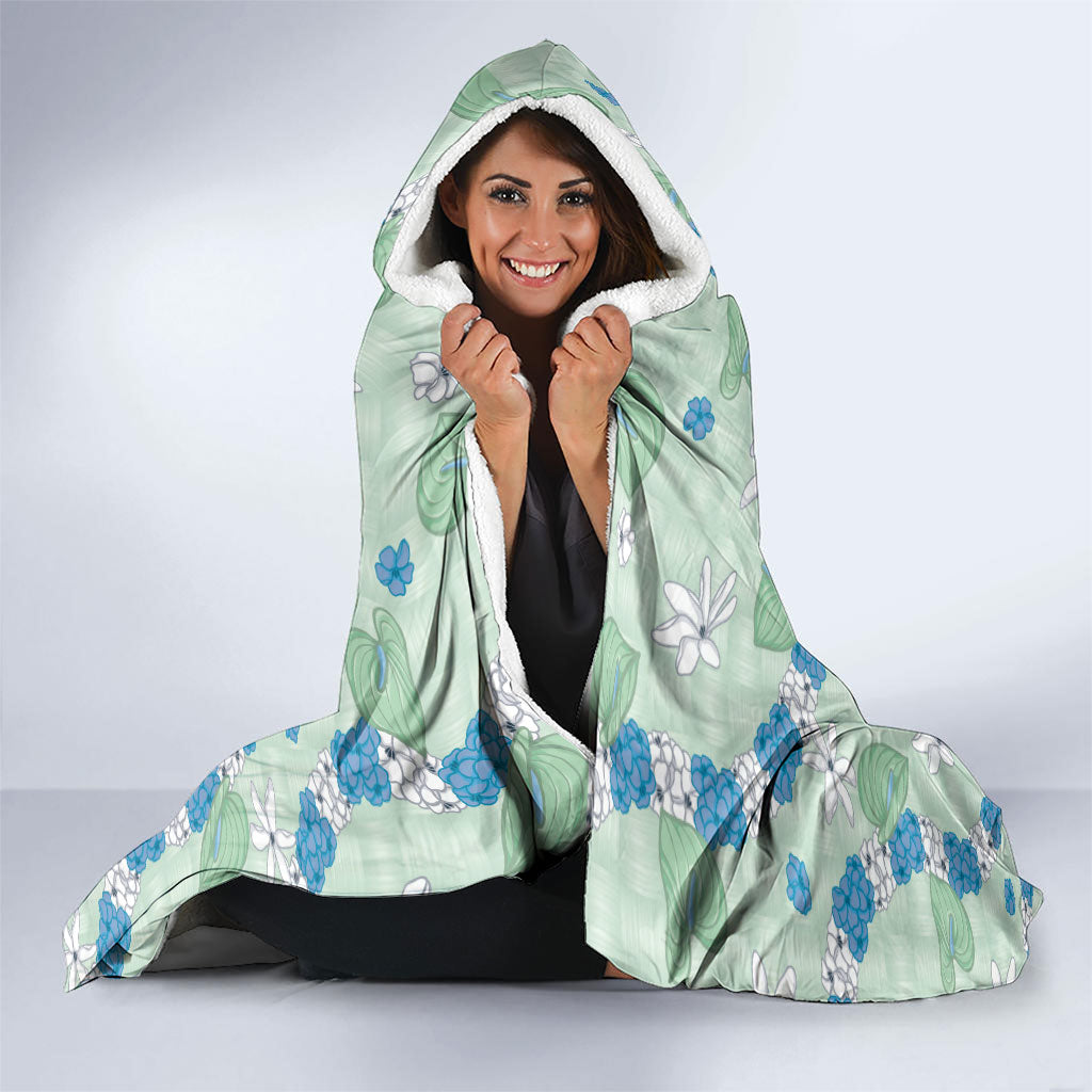 Hawaii Anthurium Tiare Pikake Lei Hooded Blanket Omaomao Lauhala Art Pattern