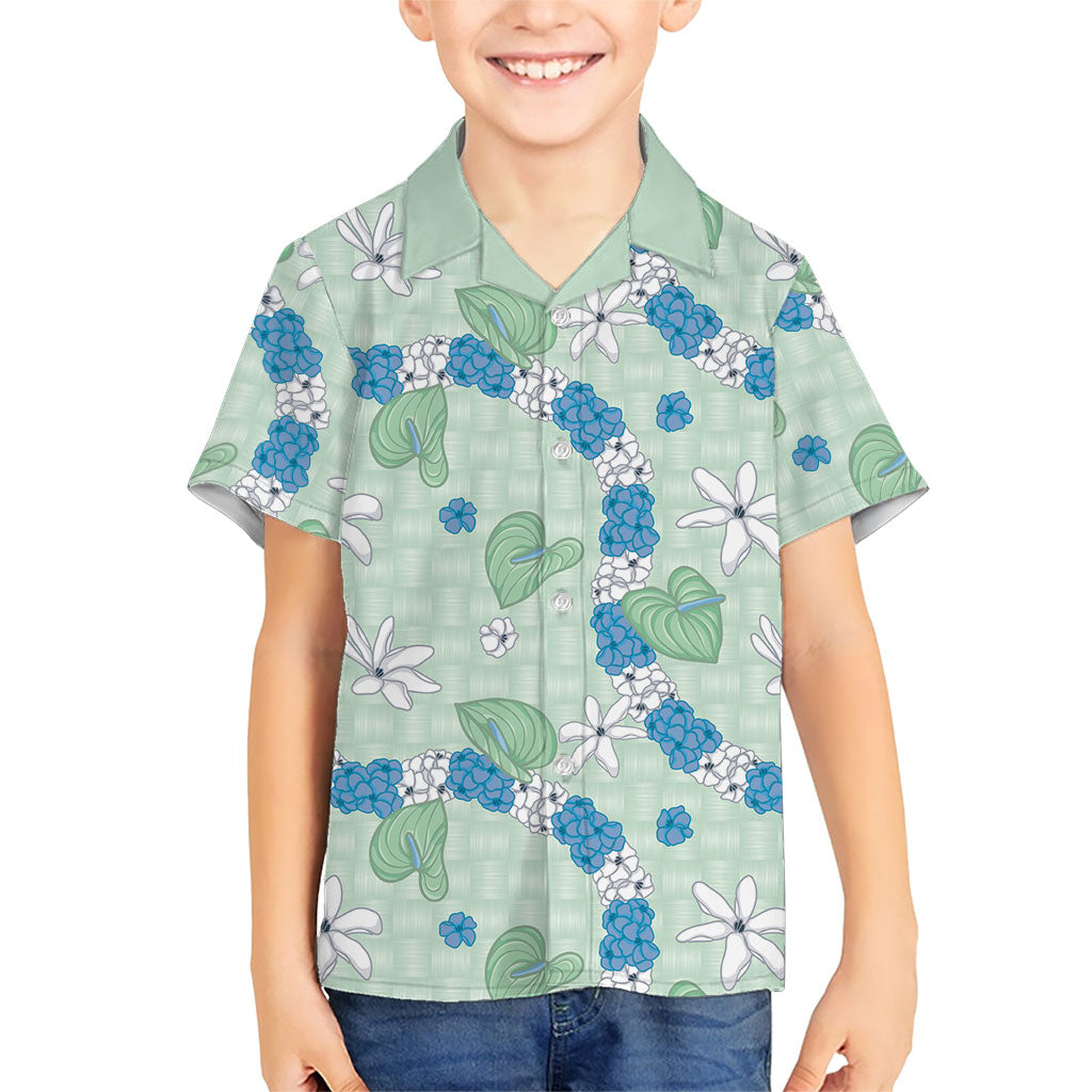Hawaii Anthurium Tiare Pikake Lei Kid Hawaiian Shirt Omaomao Lauhala Art Pattern