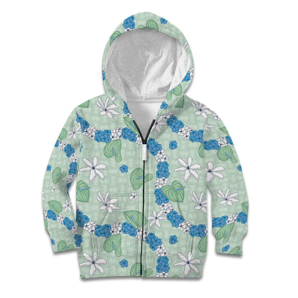 Hawaii Anthurium Tiare Pikake Lei Kid Hoodie Omaomao Lauhala Art Pattern