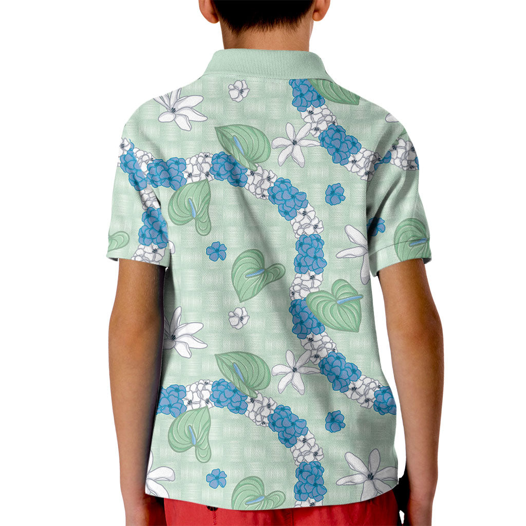 Hawaii Anthurium Tiare Pikake Lei Kid Polo Shirt Omaomao Lauhala Art Pattern