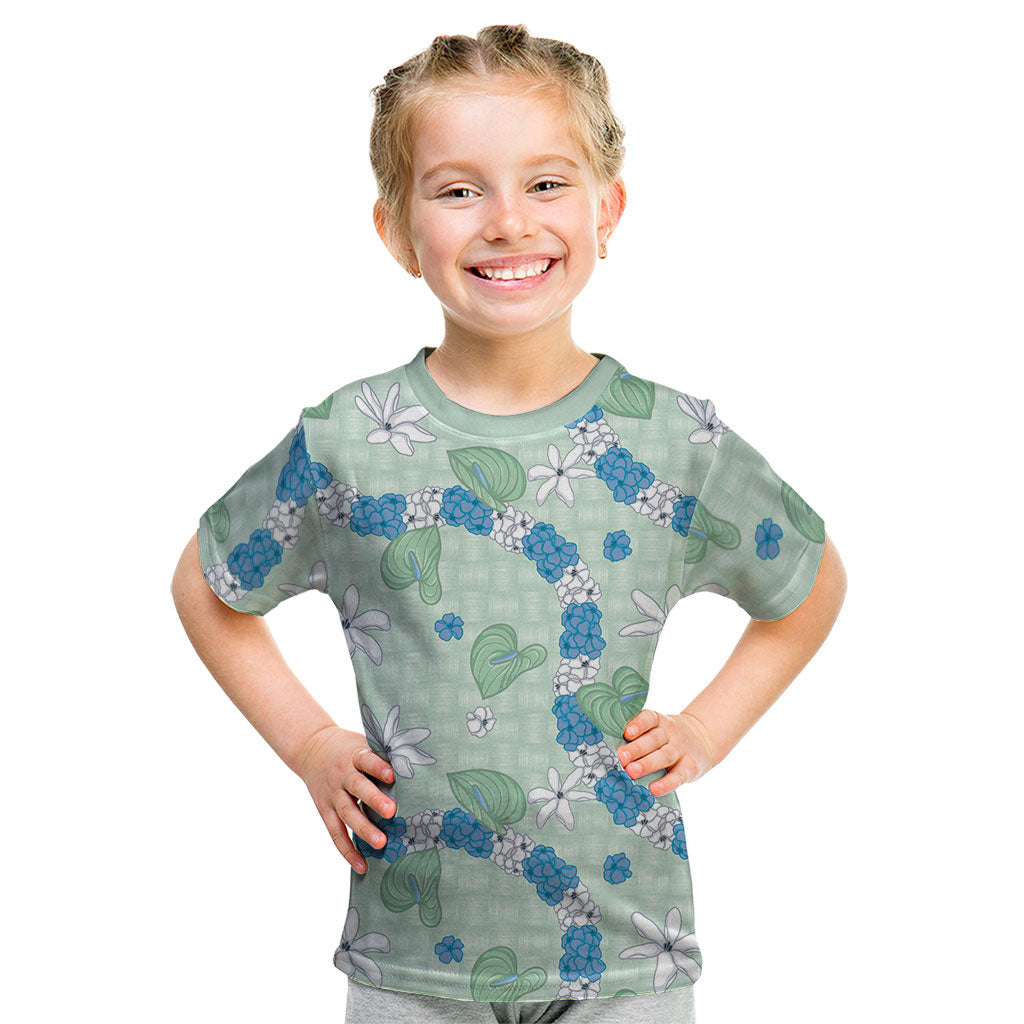 Hawaii Anthurium Tiare Pikake Lei Kid T Shirt Omaomao Lauhala Art Pattern
