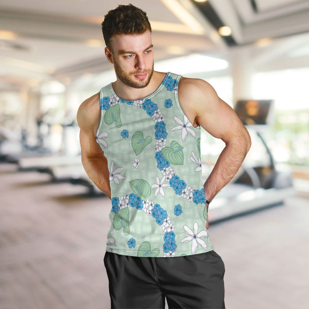 Hawaii Anthurium Tiare Pikake Lei Men Tank Top Omaomao Lauhala Art Pattern