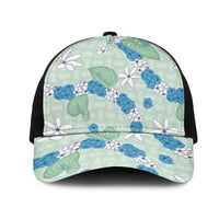 Hawaii Anthurium Tiare Pikake Lei Mesh Trucker Cap Omaomao Lauhala Art Pattern