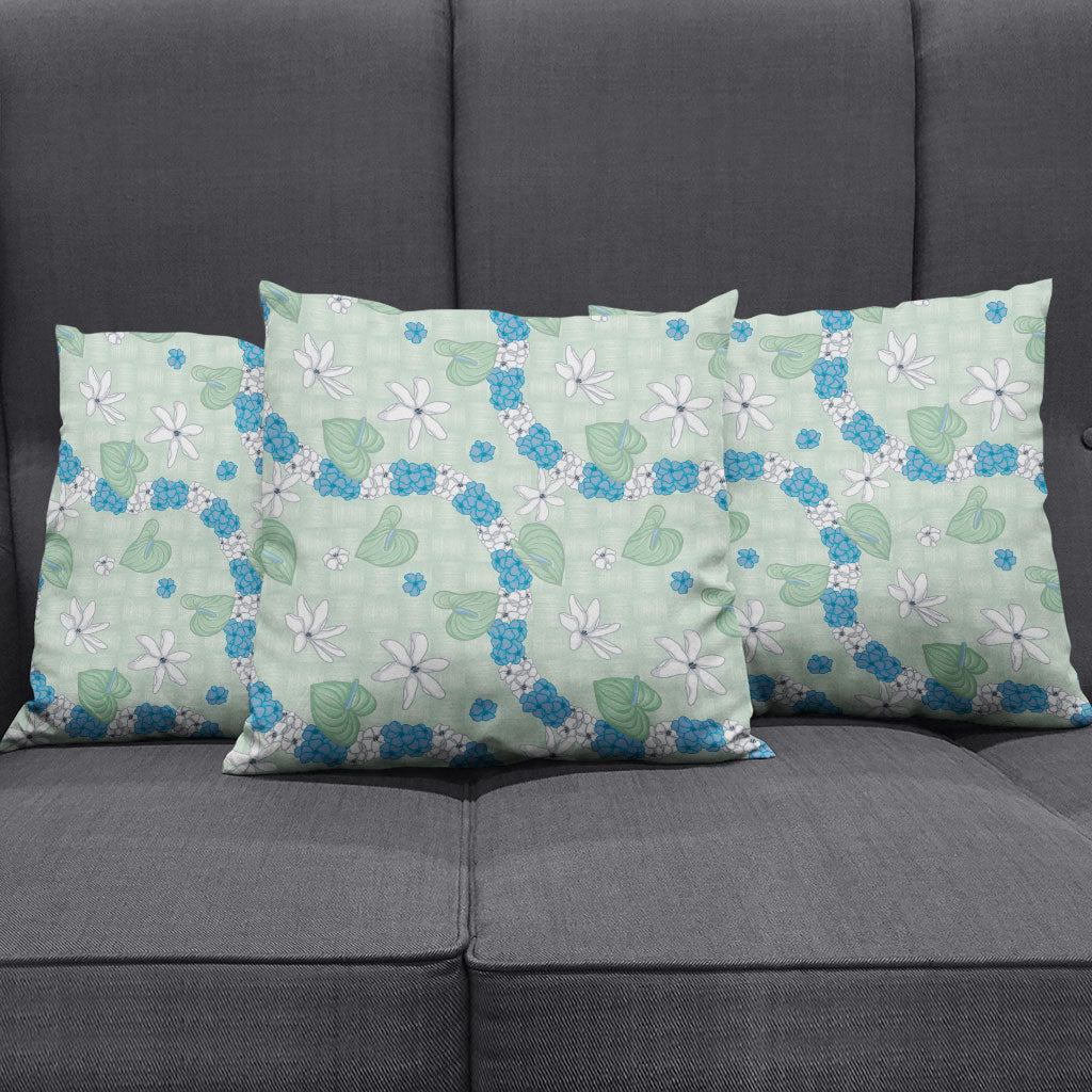 Hawaii Anthurium Tiare Pikake Lei Pillow Cover Omaomao Lauhala Art Pattern