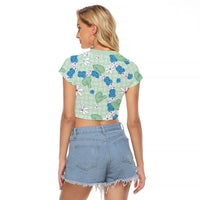Hawaii Anthurium Tiare Pikake Lei Raglan Cropped T Shirt Omaomao Lauhala Art Pattern