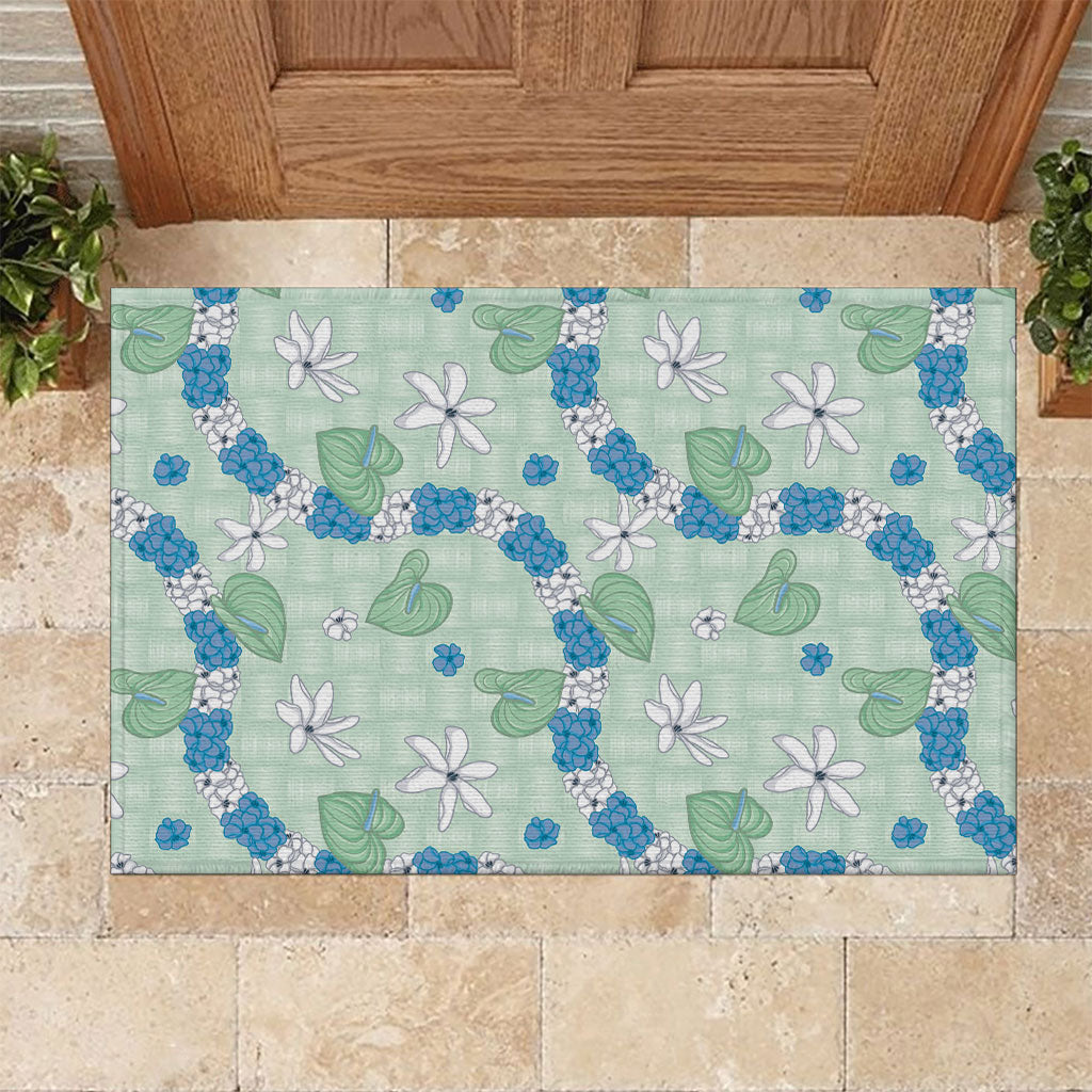 Hawaii Anthurium Tiare Pikake Lei Rubber Doormat Omaomao Lauhala Art Pattern
