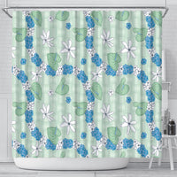 Hawaii Anthurium Tiare Pikake Lei Shower Curtain Omaomao Lauhala Art Pattern