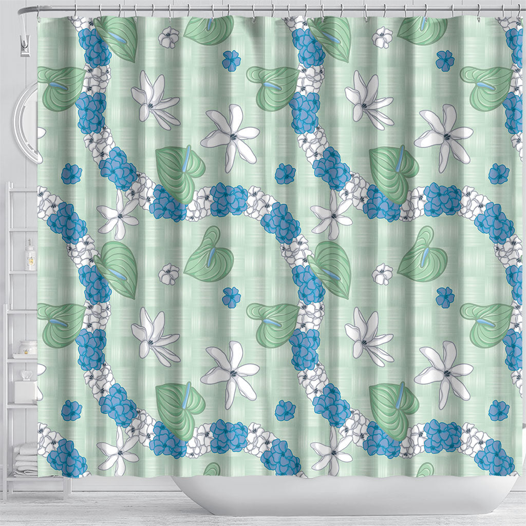 Hawaii Anthurium Tiare Pikake Lei Shower Curtain Omaomao Lauhala Art Pattern