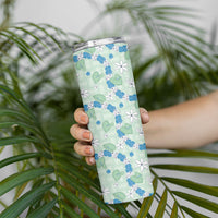 Hawaii Anthurium Tiare Pikake Lei Skinny Tumbler Omaomao Lauhala Art Pattern LT01 - Polynesian Pride