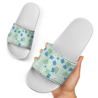 Hawaii Anthurium Tiare Pikake Lei Slide Sandals Omaomao Lauhala Art Pattern