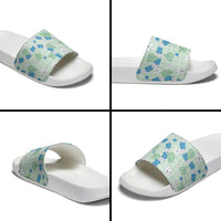 Hawaii Anthurium Tiare Pikake Lei Slide Sandals Omaomao Lauhala Art Pattern
