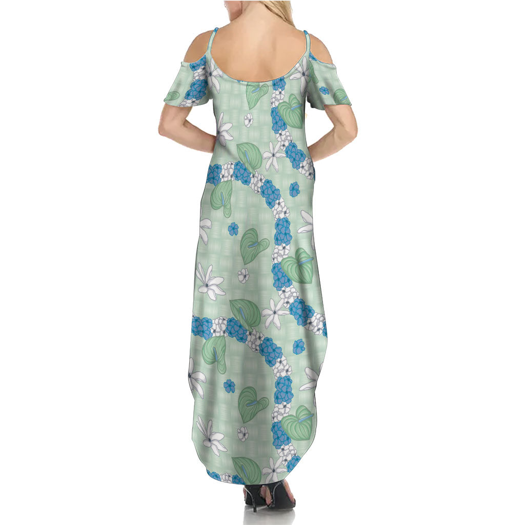 Hawaii Anthurium Tiare Pikake Lei Summer Maxi Dress Omaomao Lauhala Art Pattern