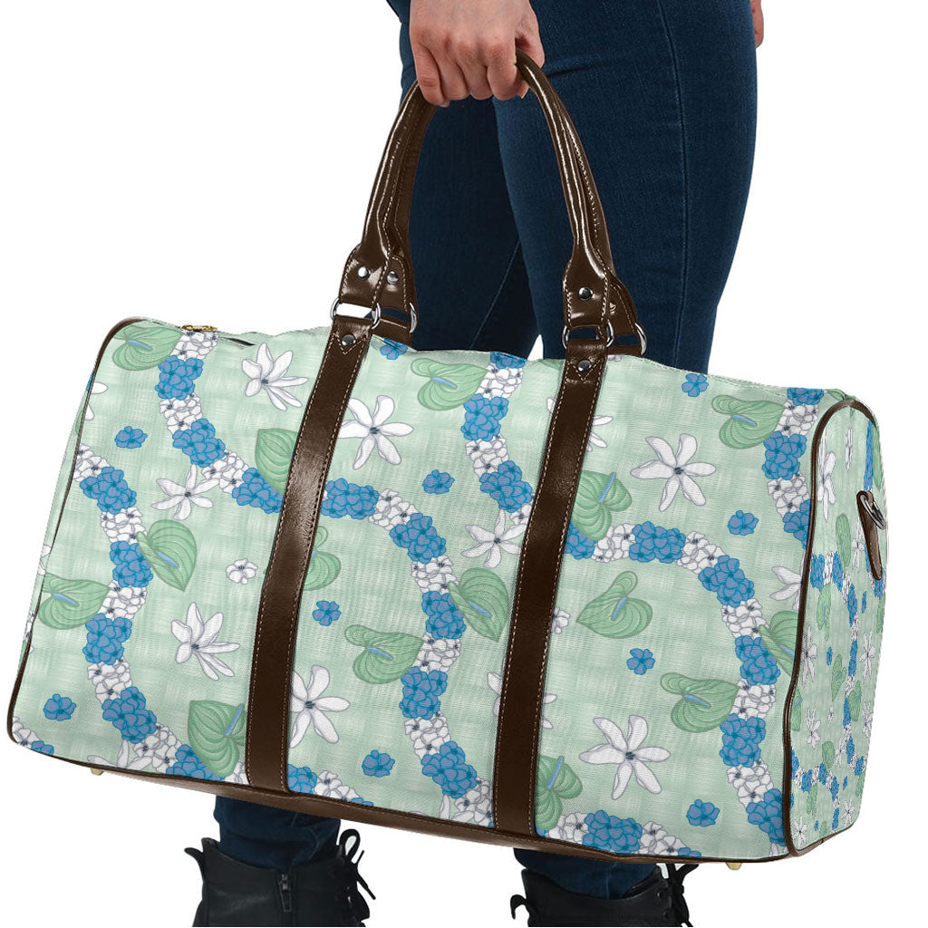 Hawaii Anthurium Tiare Pikake Lei Travel Bag Omaomao Lauhala Art Pattern