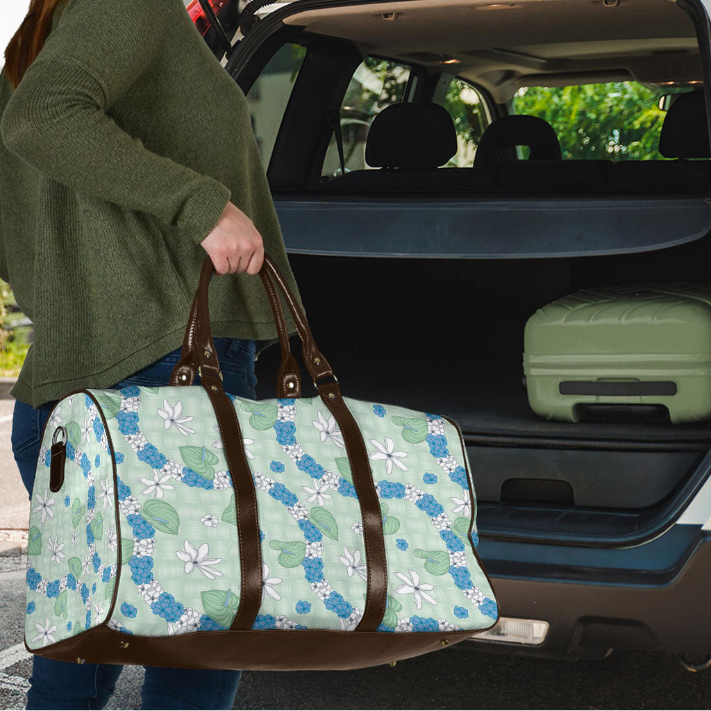 Hawaii Anthurium Tiare Pikake Lei Travel Bag Omaomao Lauhala Art Pattern