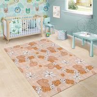 Hawaii Anthurium Tiare Pikake Lei Area Rug Alani Lauhala Art Pattern