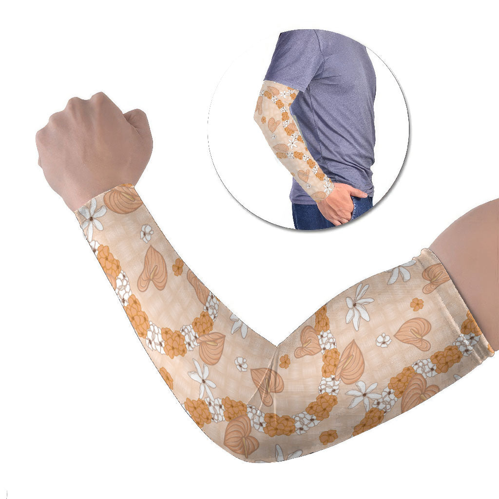 Hawaii Anthurium Tiare Pikake Lei Arm Sleeves Alani Lauhala Art Pattern