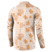 Hawaii Anthurium Tiare Pikake Lei Button Sweatshirt Alani Lauhala Art Pattern